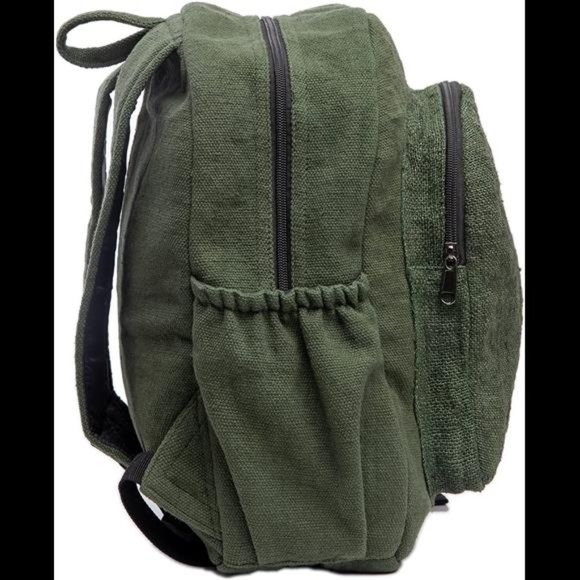 Mini Hemp Backpack Bag - Eco Friendly Durable Green by Freakmandu - Picture 4 of 5
